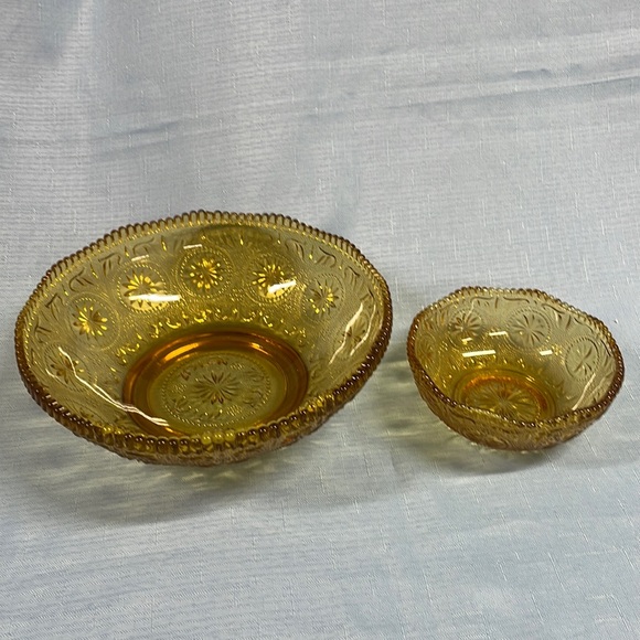 BROCKWAY 9" amber glass serving bowl and 5” bowl Concord - Picture 1 of 7